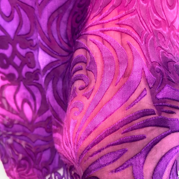 Chico's Size 1 or Medium M Sheer Floral Pink Purple Blouse Shirt Top Summer Fall - Picture 6 of 7